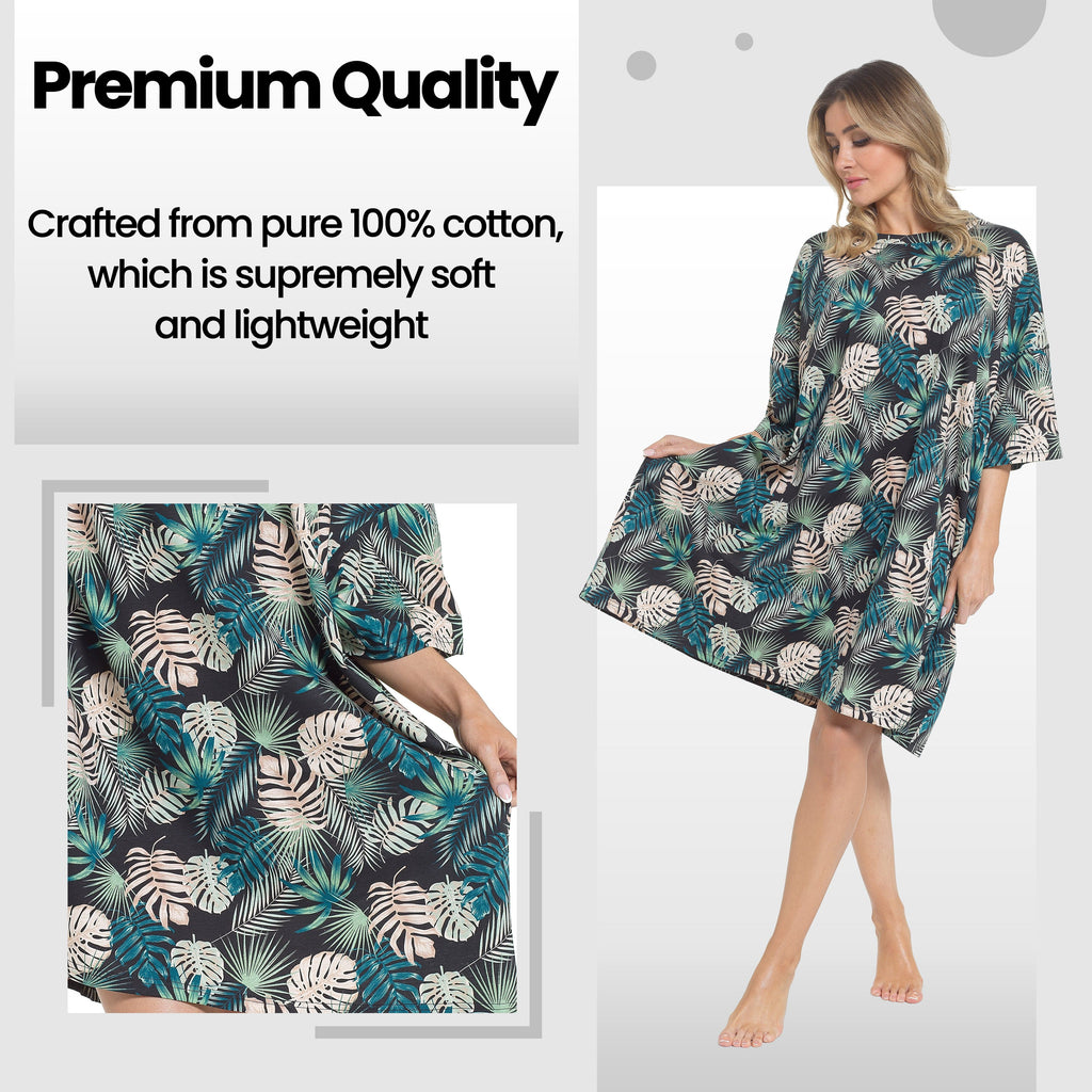 Daisy Dreamer Womens Tropical Baggy Nighty Dress Oversized T Shirt Nighties One Hundred