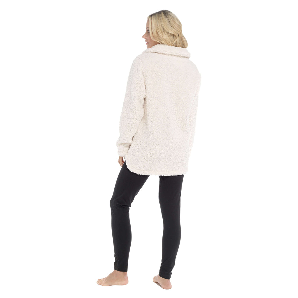 Daisy Dreamer Women's Sherpa Lounge Set With Double Pocket Top And Leggings Ultra-Soft