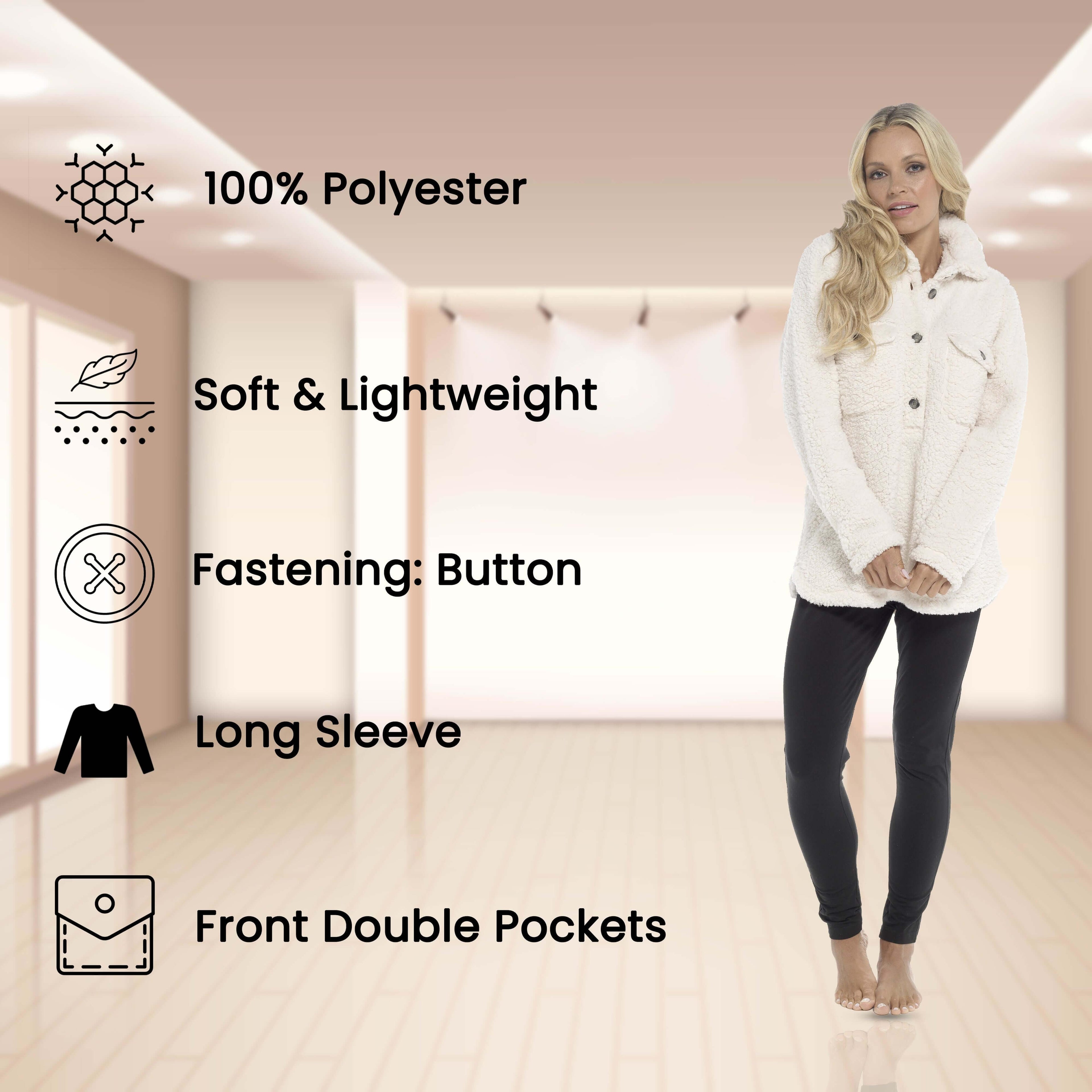 Daisy Dreamer Women's Sherpa Lounge Set With Double Pocket Top And Leggings Ultra-Soft
