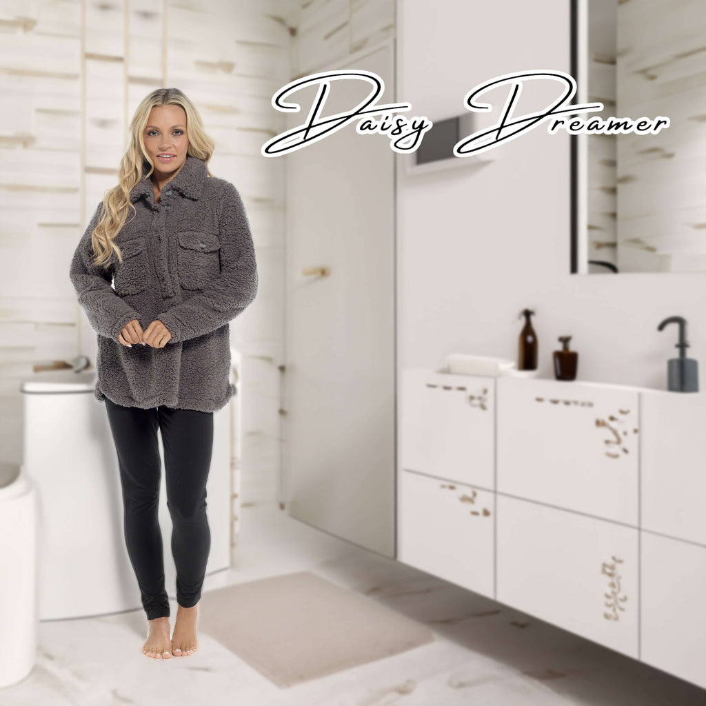 Daisy Dreamer Women's Sherpa Lounge Set With Double Pocket Top And Leggings Ultra-Soft