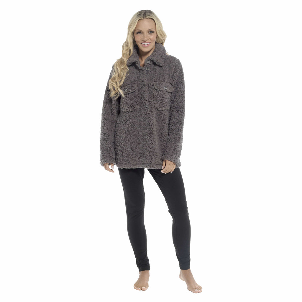 Daisy Dreamer Women's Sherpa Lounge Set With Double Pocket Top And Leggings Ultra-Soft