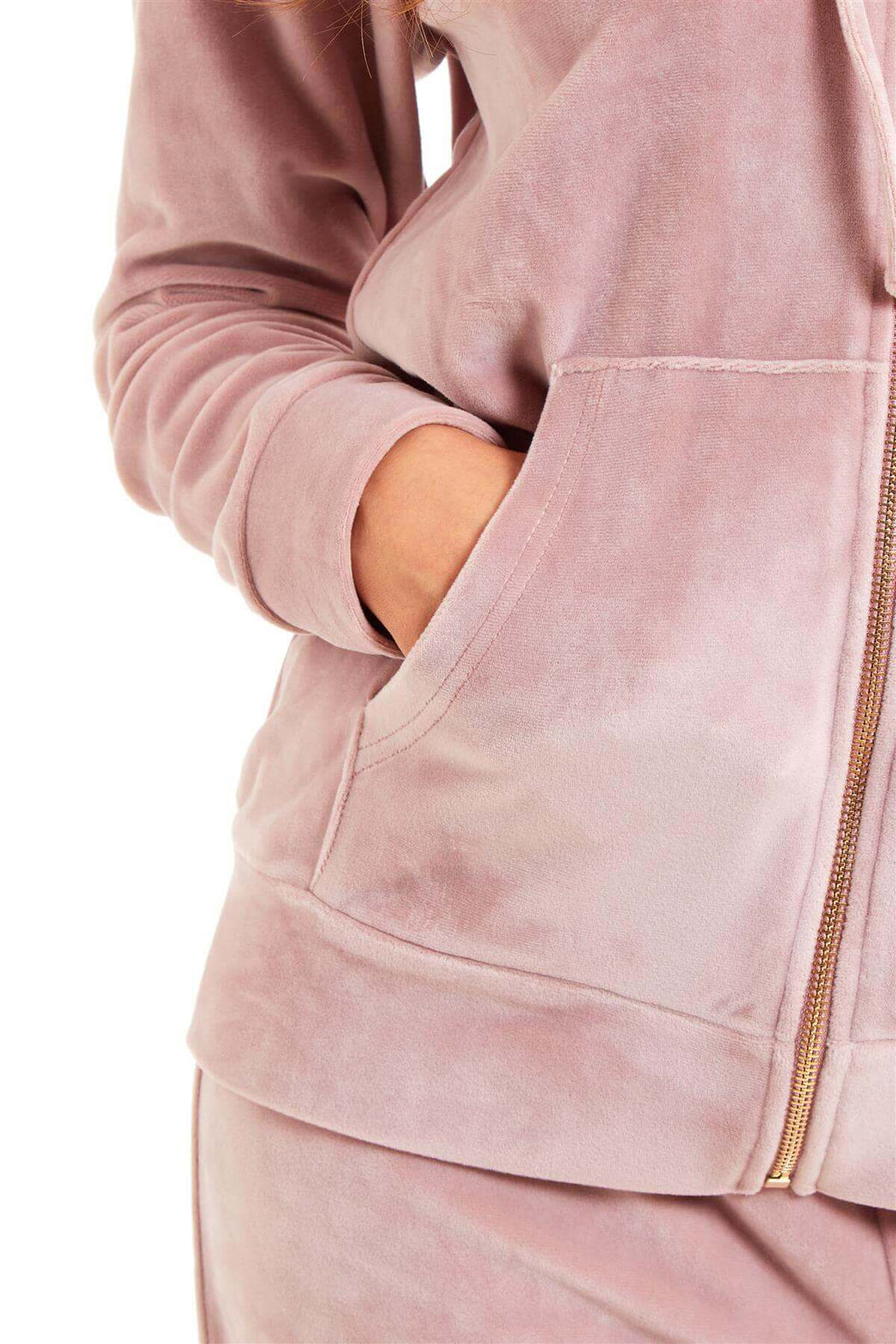 Daisy Dreamer Women's Velour Fleece Hooded Zip Track Suit Velvet Loungewear Set Elastic