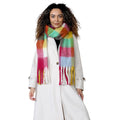 Daisy Dreamer Women’s Blanket Scarf Yellow Burgundy Chunky Knit Plaid Long Winter Wrap