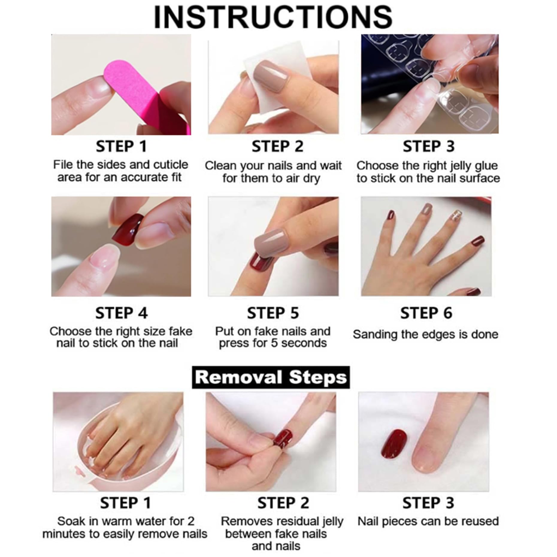 WOMHOPE Handmade Press-On Nails – Aurora Rhinestone Vintage Flower, Long Almond & Coffin (10pcs)