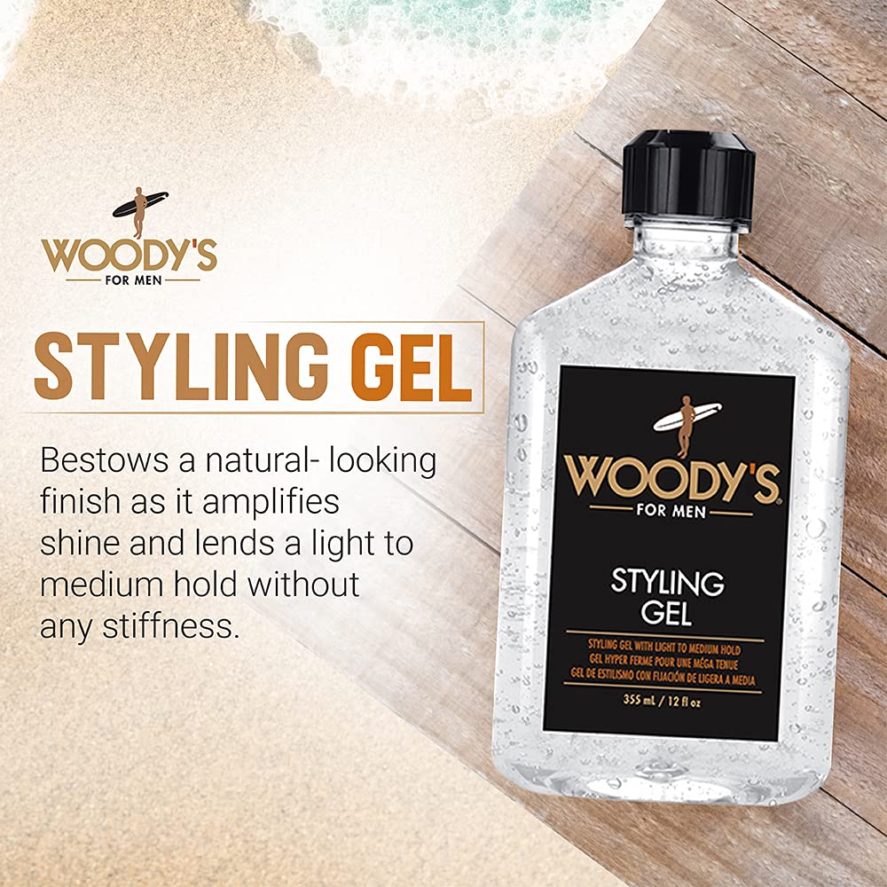Woody's Styling Gel for Men – Alcohol-Free, Light to Medium Hold, No Crunch, Touchable Finish | 12 oz