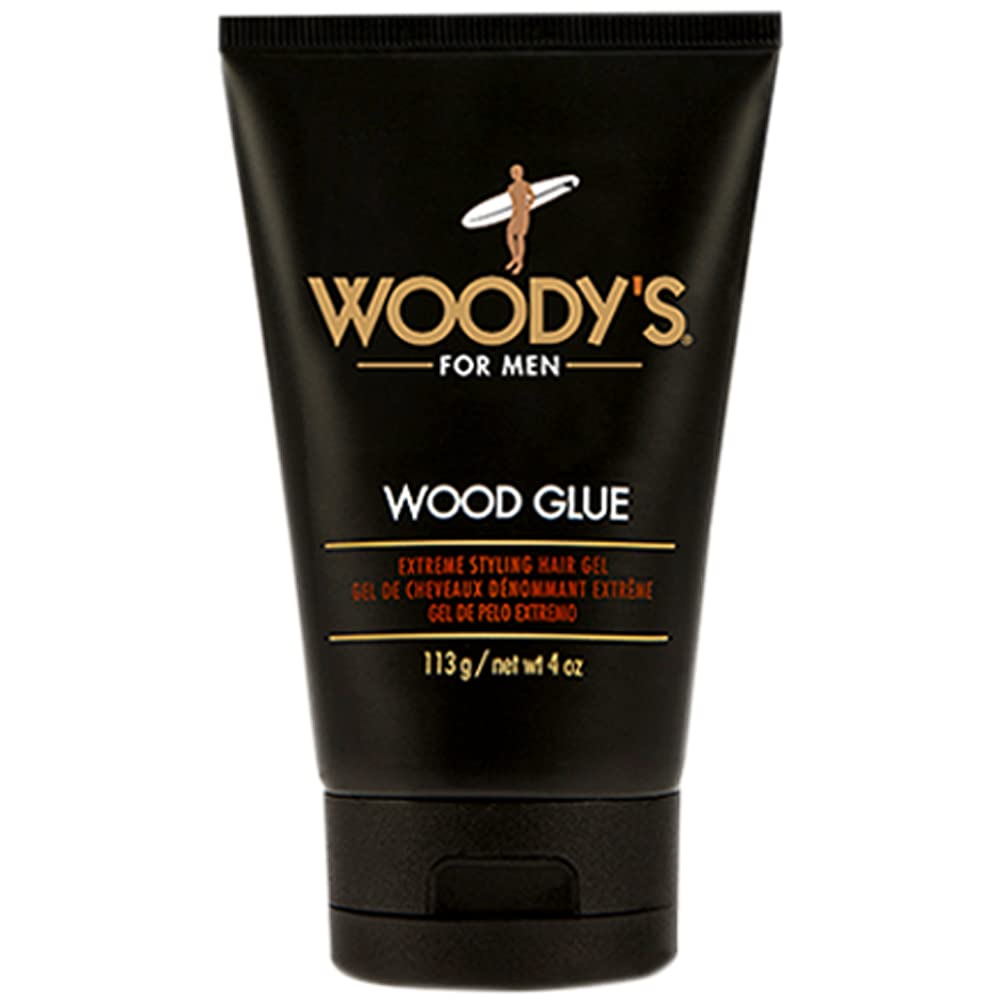 Woody's Wood Glue Extreme Styling Gel for Men – Extreme Hold, No Flake, Quick-Drying, All Hair Types (4 oz)
