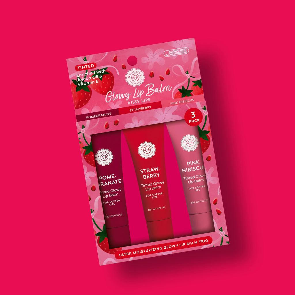 Woolzies Tinted Glowy Lip Balm Trio – Natural Hydration (3 Pack)