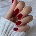 Wooyas Press On Nails Short – Classic Red Gel Nails, 24 Pcs, 12 Sizes, Reusable