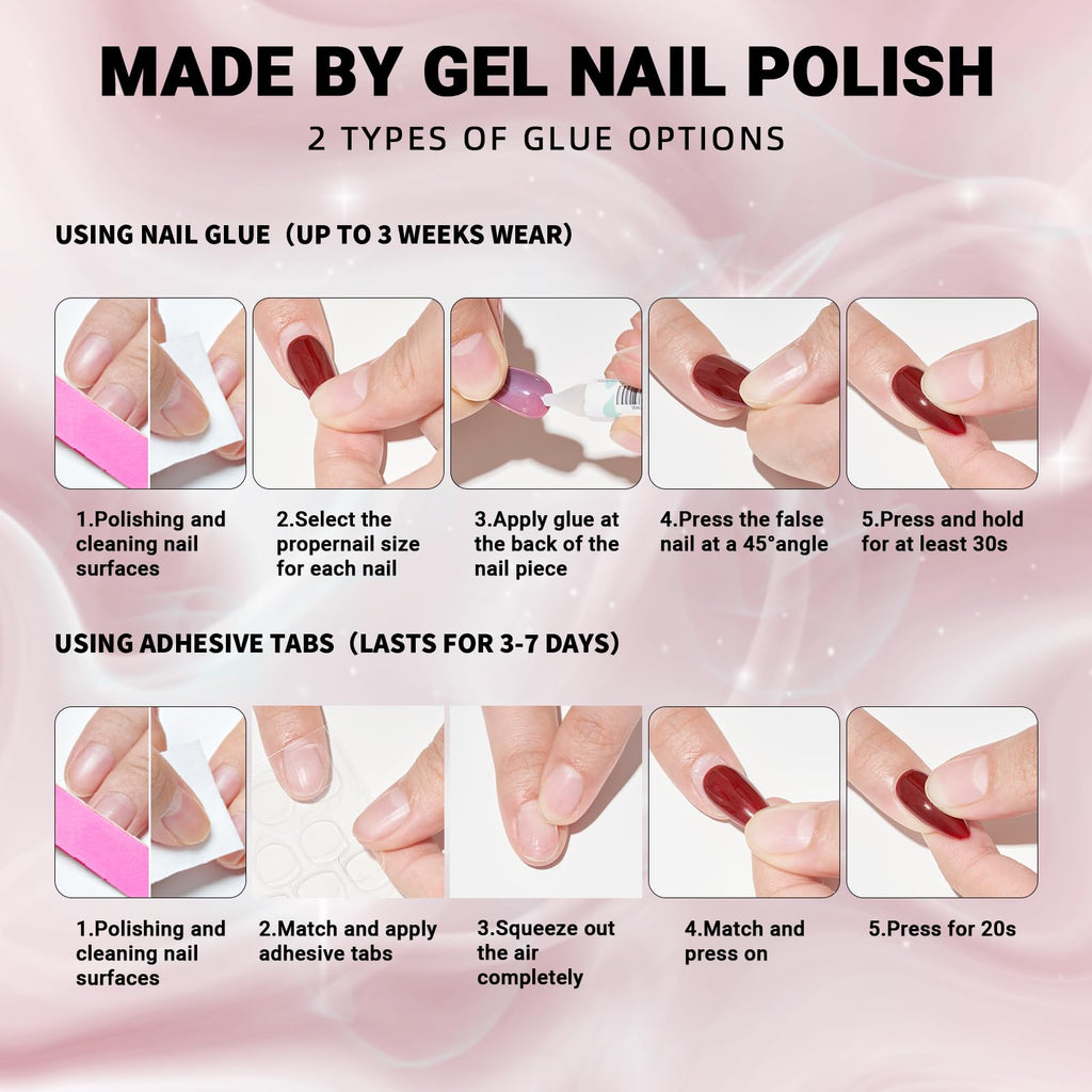 Wooyas Short Press On Nails – Yellow Gel Nails Kit, 24 Pcs, 12 Sizes, Reusable
