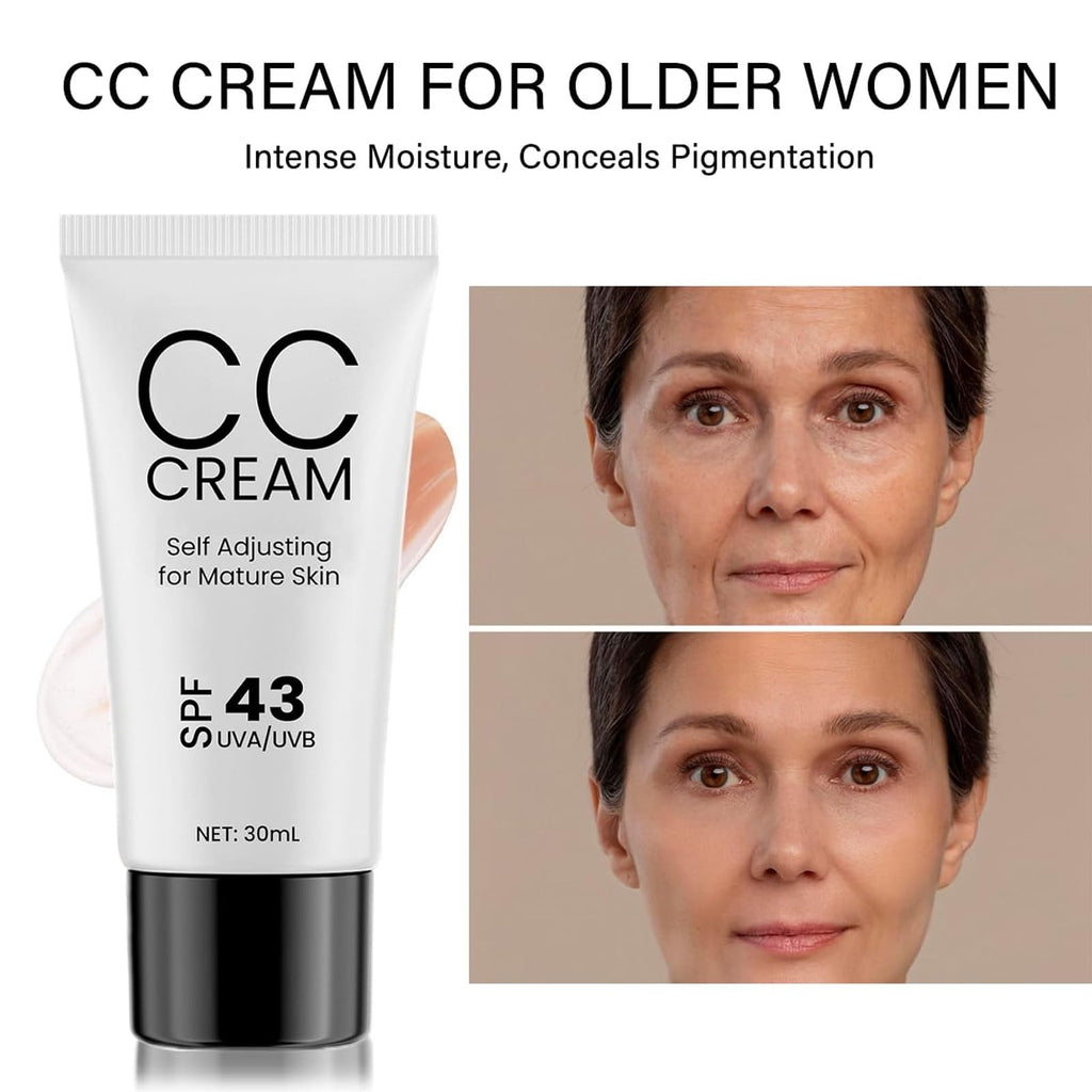 WOPPOE CC Cream for Mature Skin – SPF 43, Self-Adjusting Tone, Intense Moisture, Conceals Pigmentation