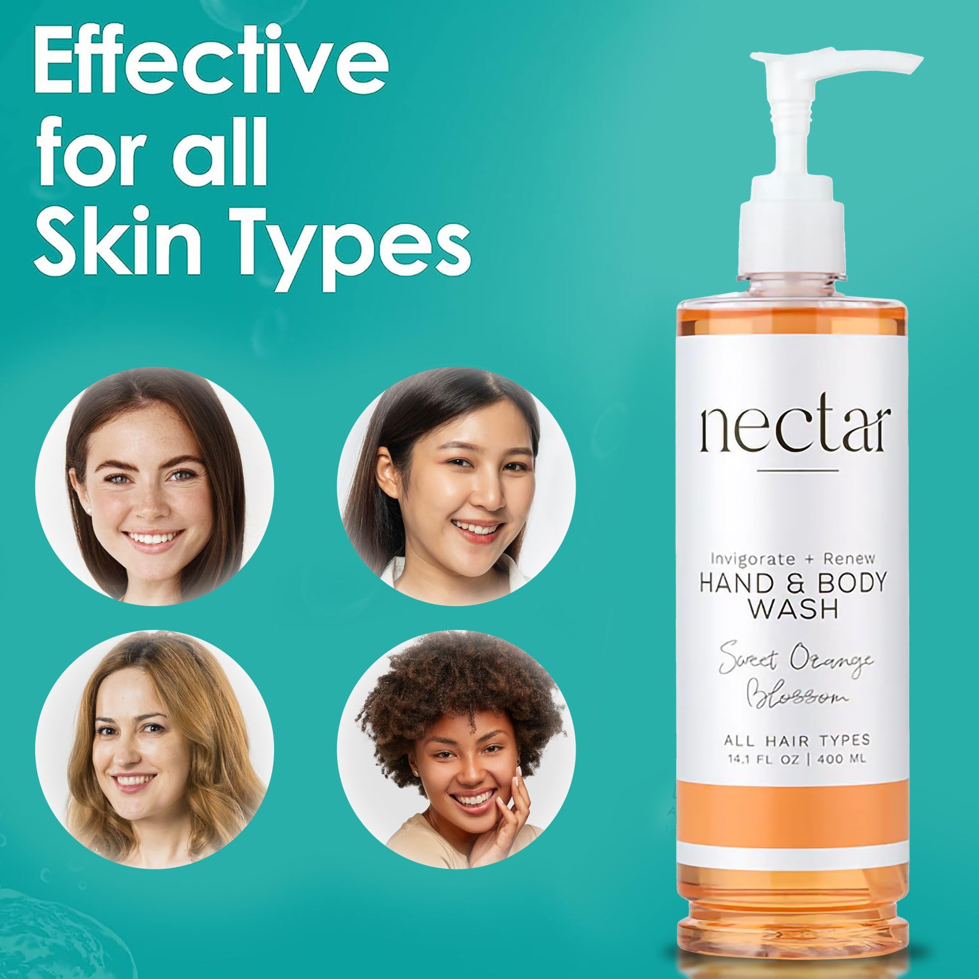 World Amenities Nectar Collection Pump Bottle Hand & Body Wash – Tangy Orange Blossom Fragrance