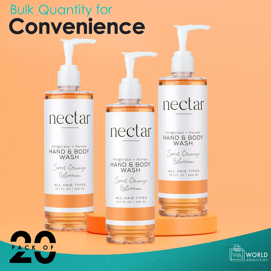 World Amenities Nectar Collection Pump Bottle Hand & Body Wash – Tangy Orange Blossom Fragrance