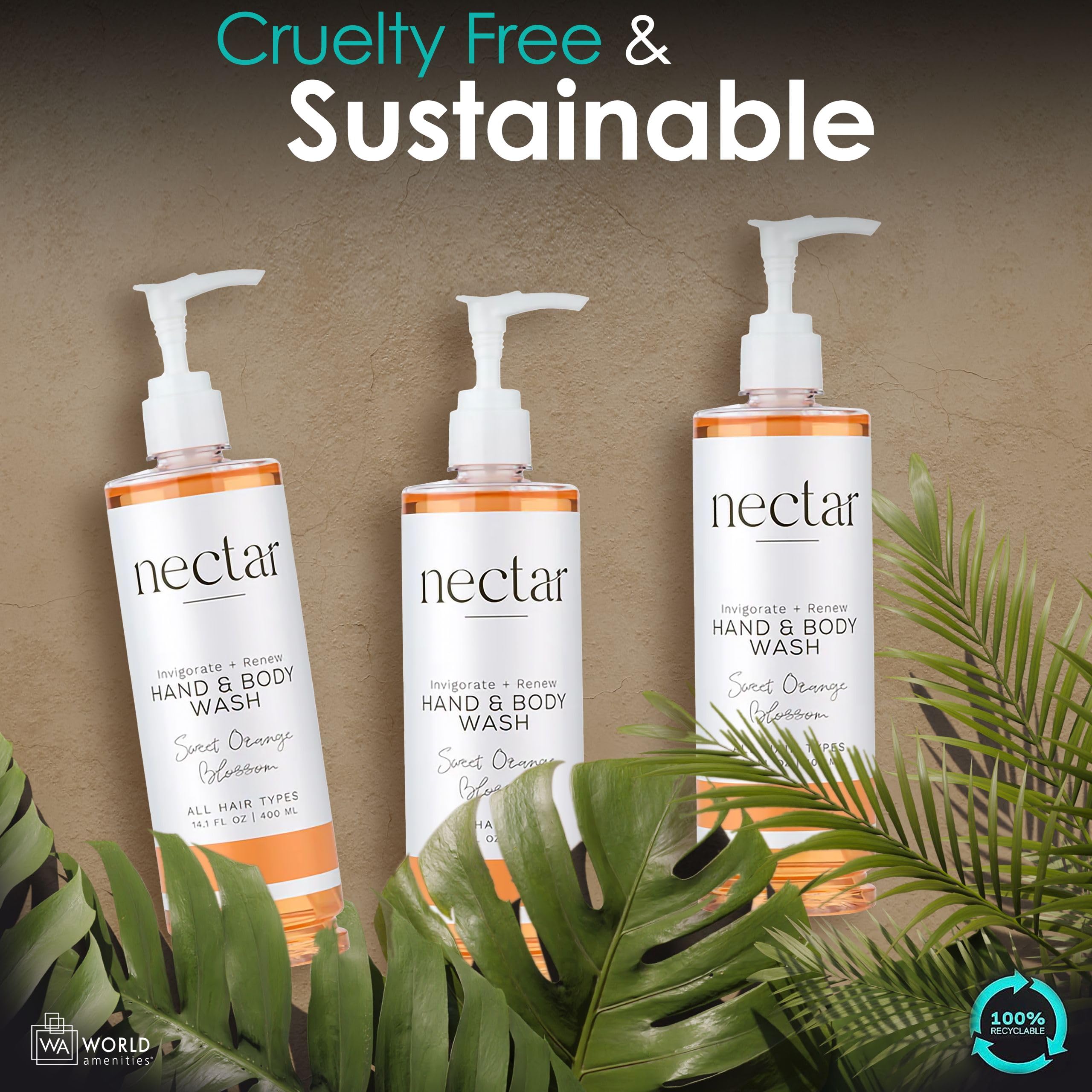 World Amenities Nectar Collection Pump Bottle Hand & Body Wash – Tangy Orange Blossom Fragrance