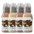 World Famous Tattoo Ink Skintone 4-Count Set – 4 x 1oz Skin Tones for Cover-Ups
