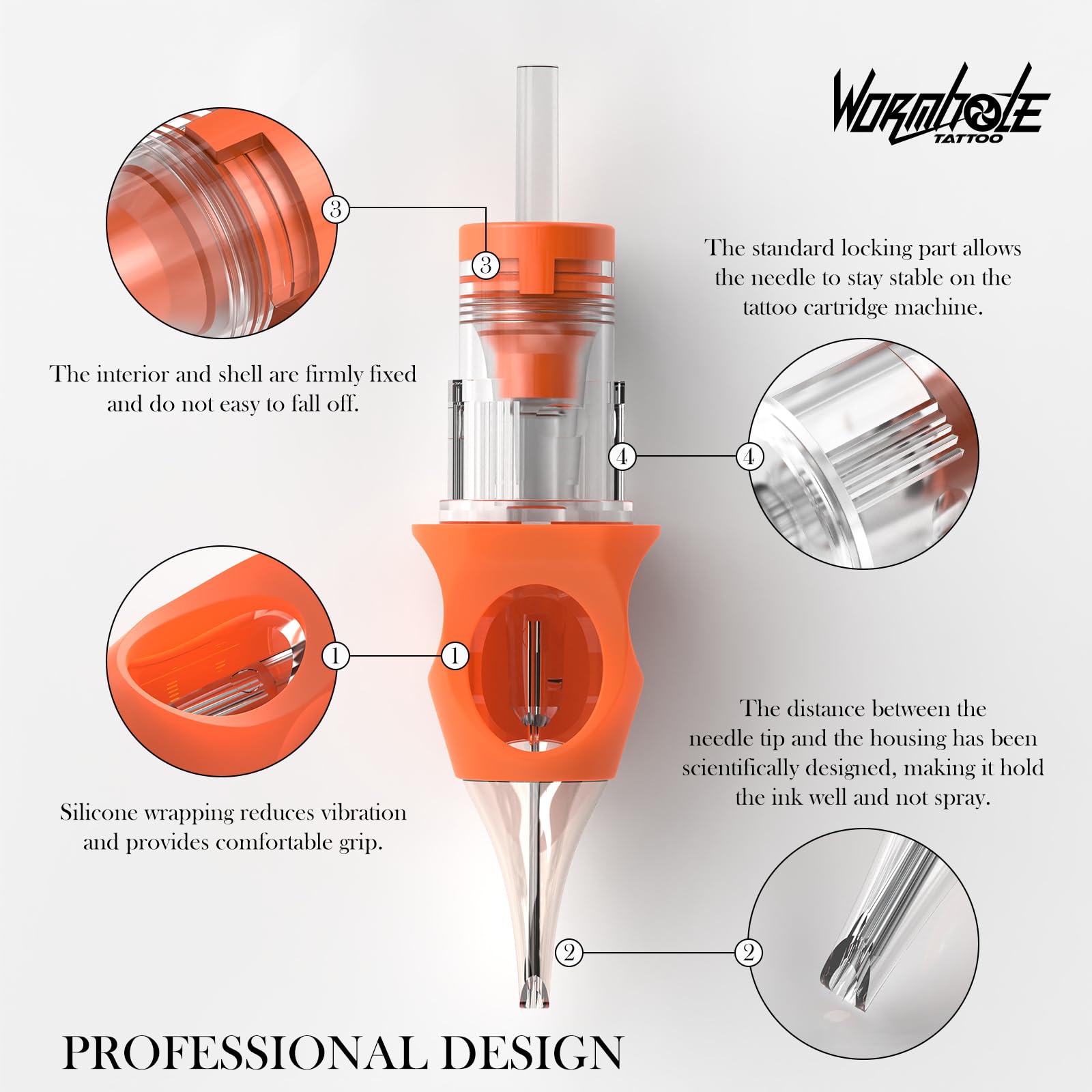 Wormhole Tattoo Cartridge Needles 1205RS – 20Pcs Round Shader, Disposable