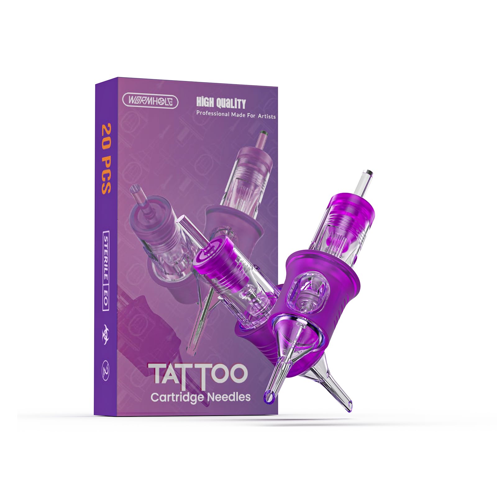 Wormhole Tattoo 20Pcs 7RS Cartridge Needles – Disposable Round Shader for Rotary Tattoo Machines