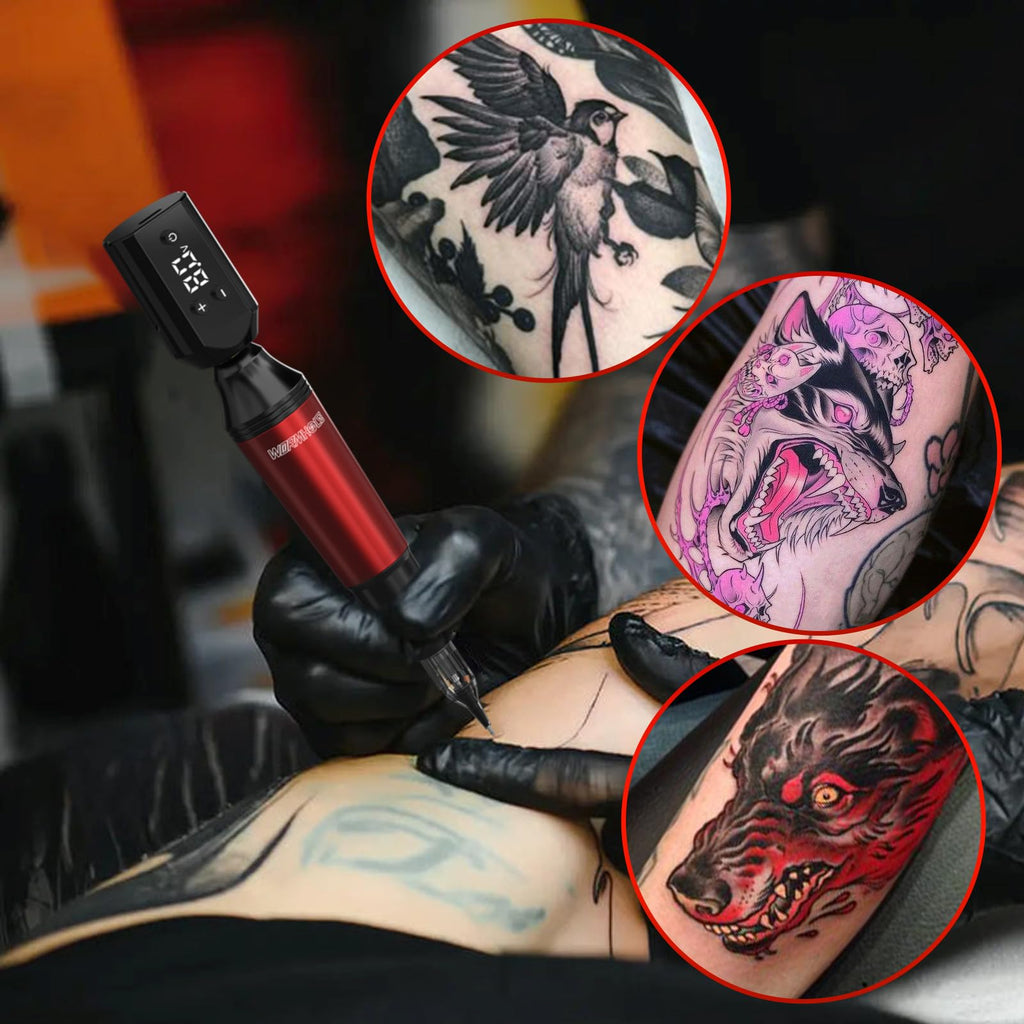 Wormhole Wireless Tattoo Machine Kit – Dual 1200mAh Power Supplies, 2 PCS, Cartridges & Inks, Beginner Friendly Rotary Pen