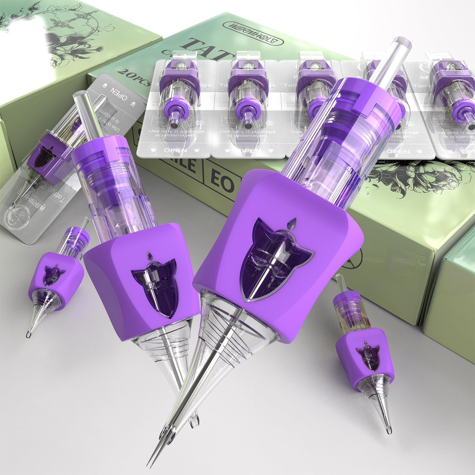 Wormhole Tattoo Needles 1011RL — 20Pcs Cartridge Set for Lining, Shading, and Detailing