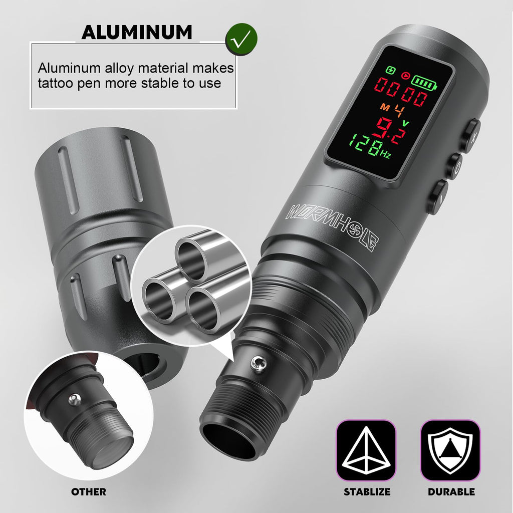 Wormhole Tattoo Gun Kit: Wireless 1600mAh Battery, 20 Needles, Xtreme Ink, Smart Pen