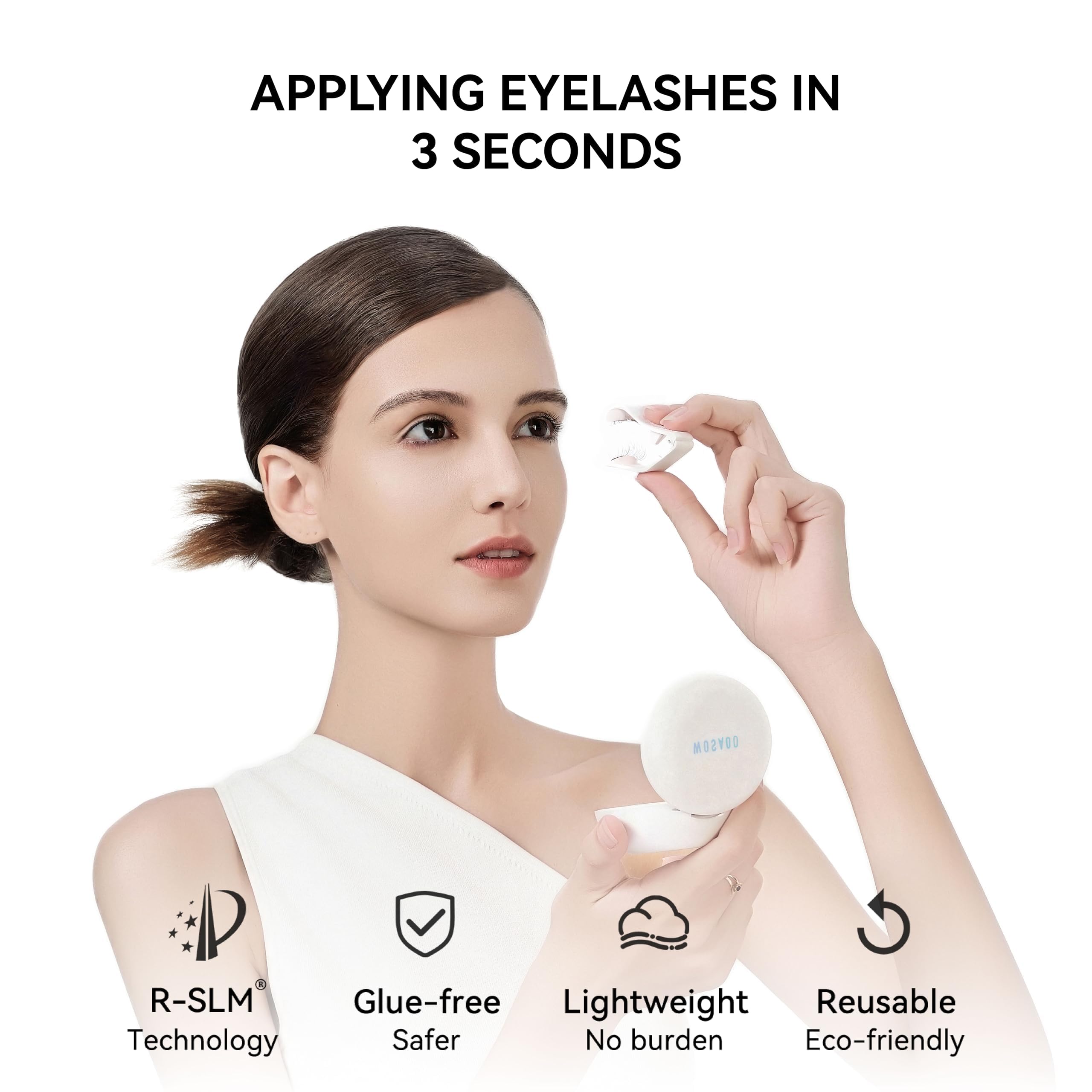 WOSADO Magnetic Eyelashes with Applicator Kit – Glue-Free, Reusable (V27 Chicago Skyline)