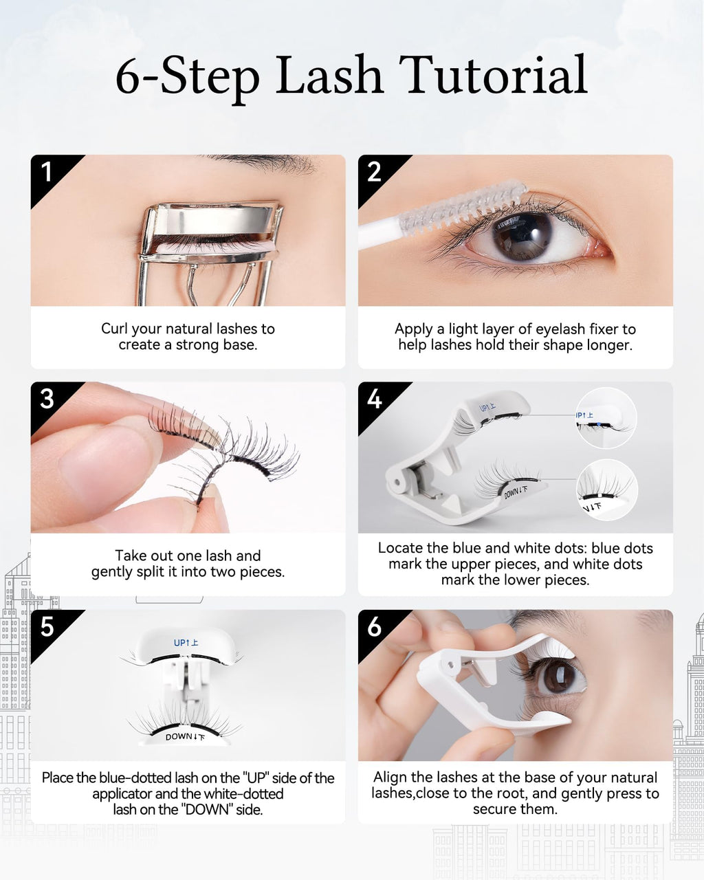 WOSADO Magnetic Eyelashes with Applicator Kit – Glue-Free, Reusable (V27 Chicago Skyline)