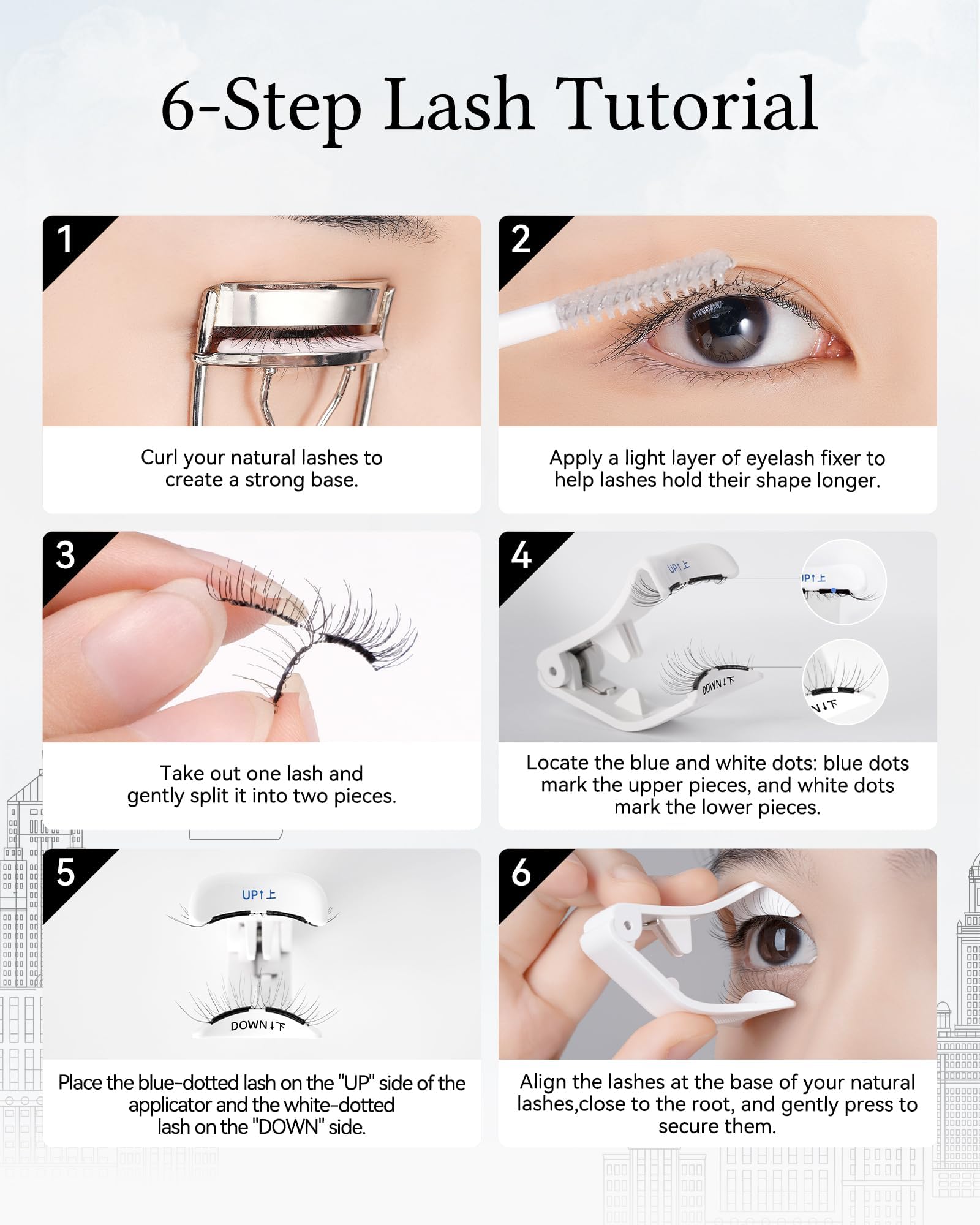 WOSADO Magnetic Eyelashes with Applicator Kit – Glue-Free, Reusable (V27 Chicago Skyline)