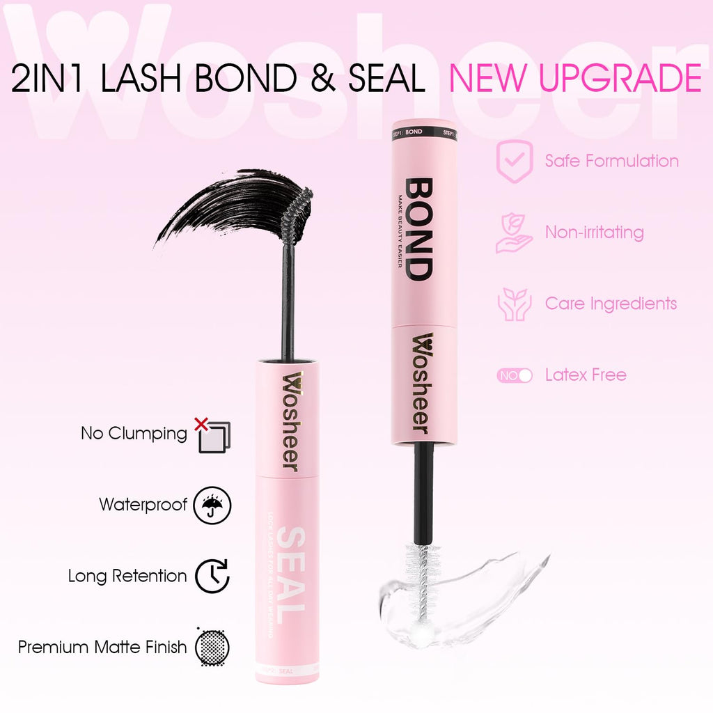 WOSHEER Lash Glue Bond & Seal – Waterproof 2-in-1 for DIY Lash Extensions