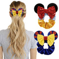 WOVOWOVO Mouse Ear Velvet Scrunchies 2-Pack – Snow White Ears for Women