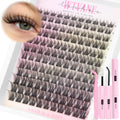 Wtvane Lash Clusters Kit Wispy Natural Lash Extensions with Bond & Seal