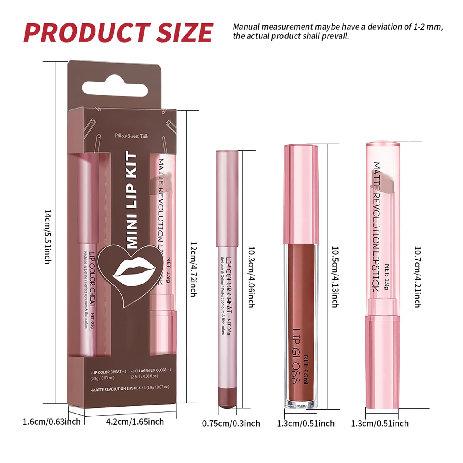 Wugbc Nude Pink Lip Kit – Matte Lipstick, Lip Liner & Gloss Set | High Pigment, Moisturizing & Long-Lasting
