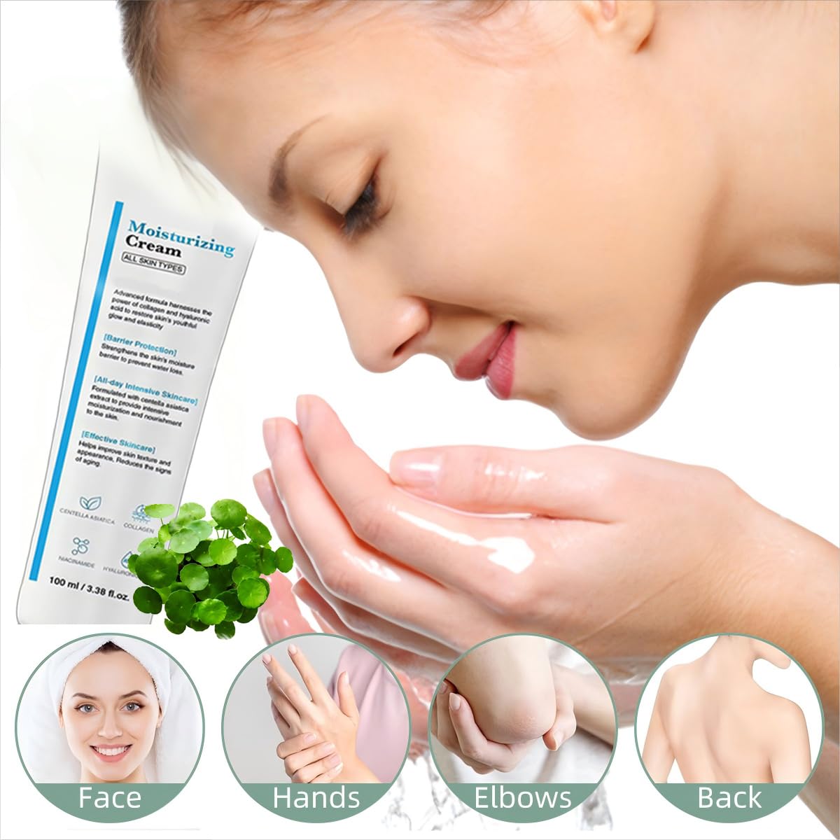 wwaiwenl Youthful Moisturizing Face Cream with Collagen, Centella Asiatica & Hyaluronic Acid | All-Day Hydration | 2 x 100ml