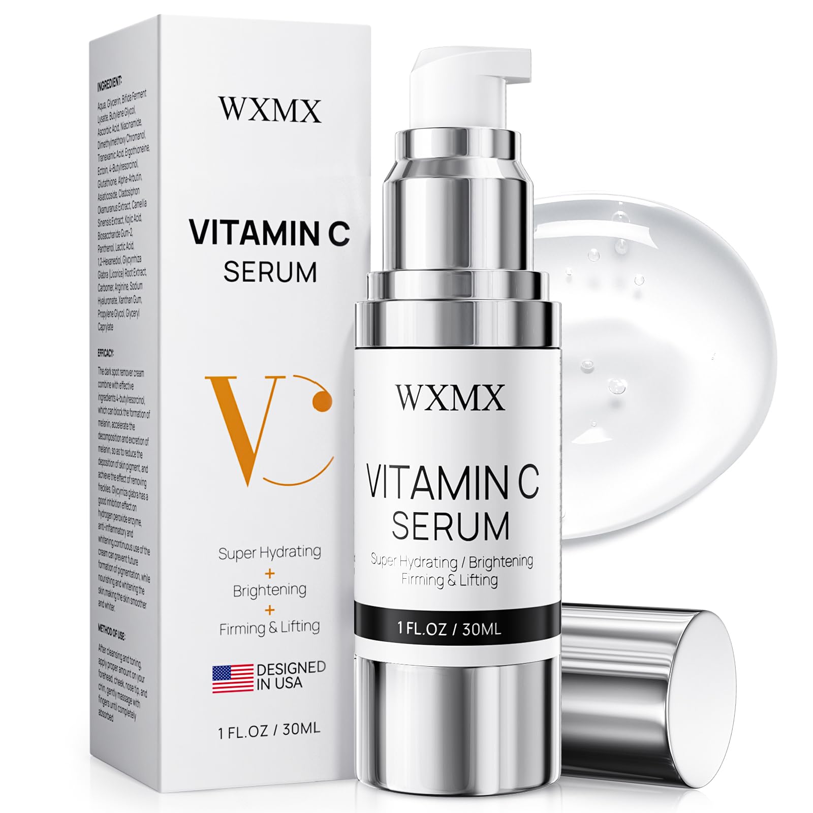 WXMX Super C Serum for Mature Skin | Hydrating Vitamin C + Hyaluronic Acid | 1 fl oz