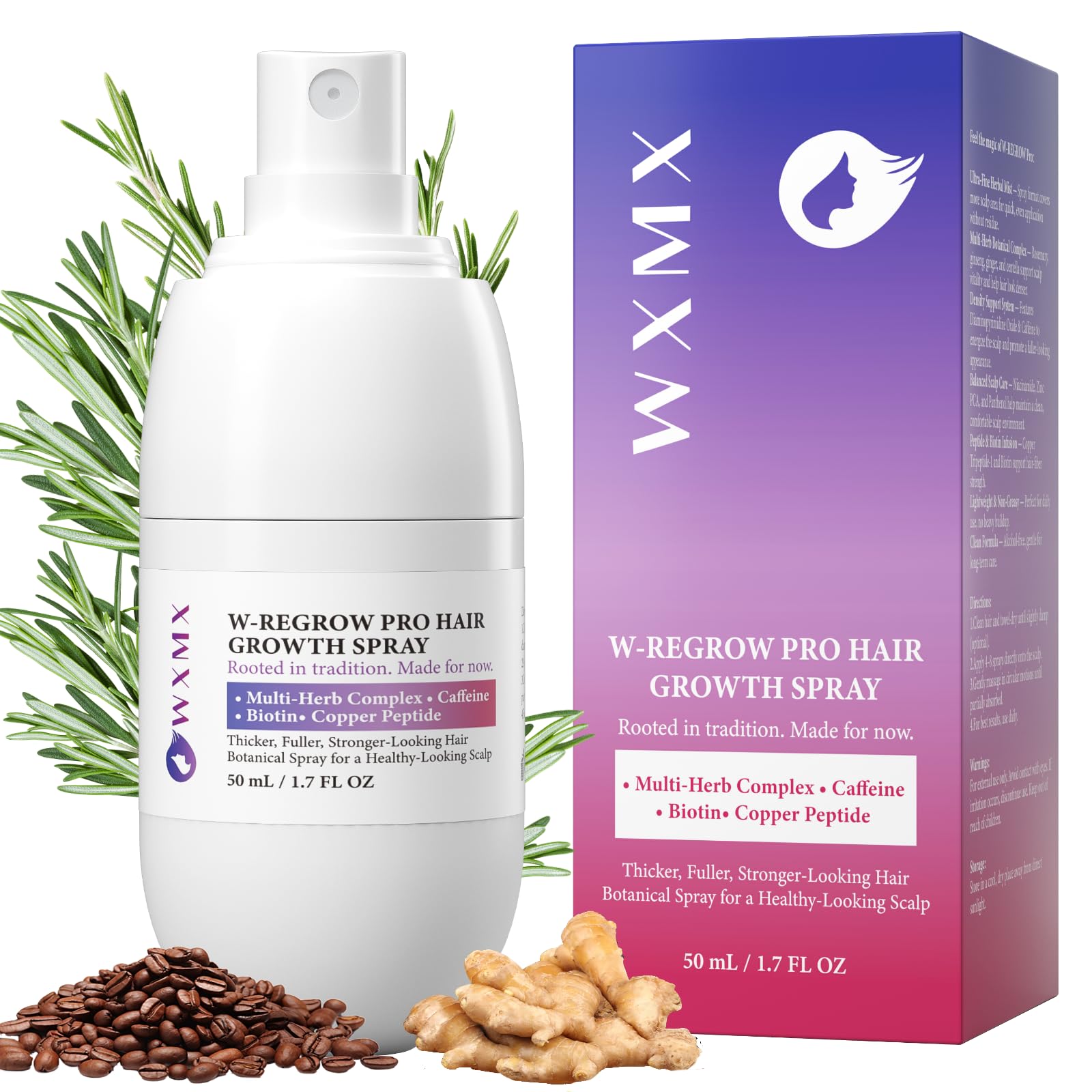 WXMX W-Regrow Pro Hair Growth Spray – Rosemary, Biotin & Caffeine | 50ml