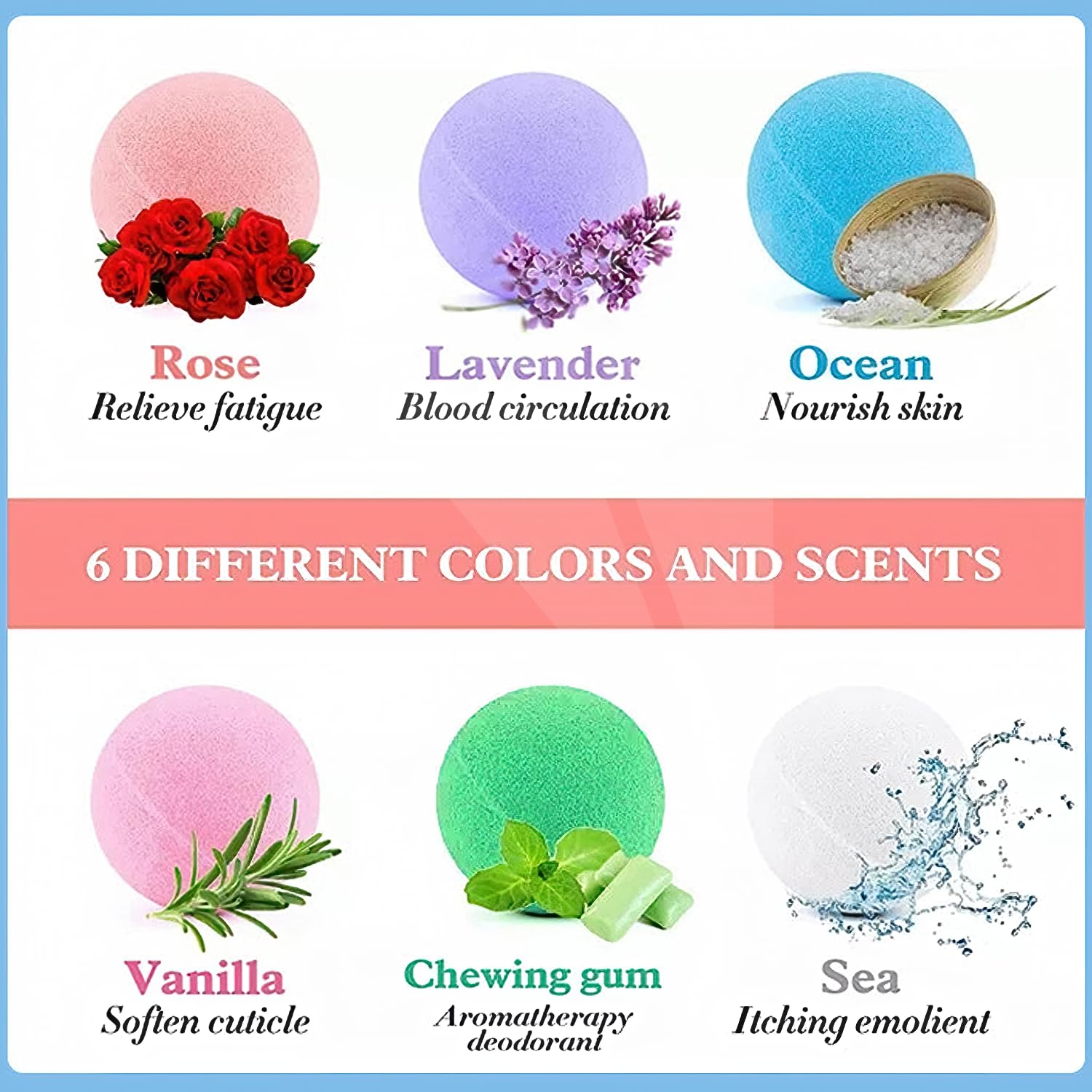 WYNK Bath Bombs Gift Set 6 Pack – Floral Scent, Shea Butter & Non Staining Fizzy Bath Bombs