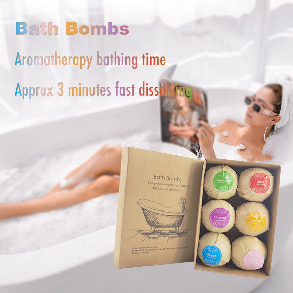 WYNK Bath Bombs Gift Set 6 Pack – Floral Scent, Shea Butter & Non Staining Fizzy Bath Bombs