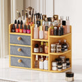 X-cosrack Large Makeup Organizer – 3-Tier Bamboo Vanity & Bathroom Storage