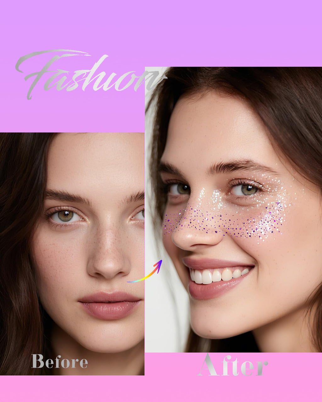 XICZH Purple Face Glitter Patches – 10 Pcs Temporary Tattoos for Festivals & Concerts