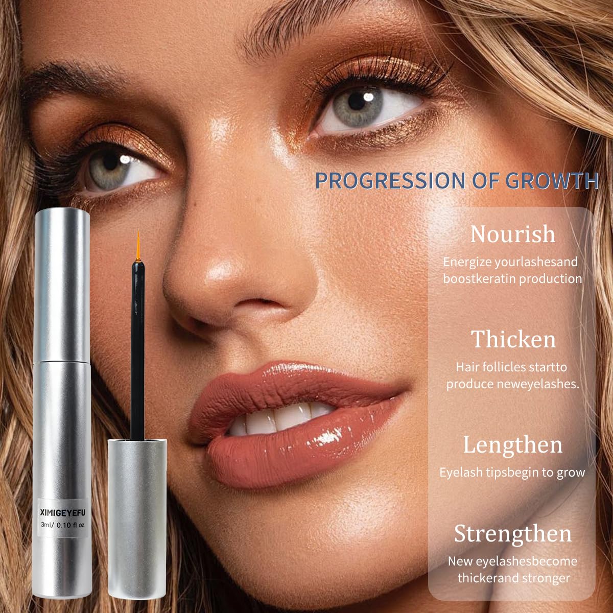 XIMIGEYEFU Eyelash Growth Serum – Prostaglandin-Free, Vegan Formula, 5ml | Visible Results in 4–6 Weeks