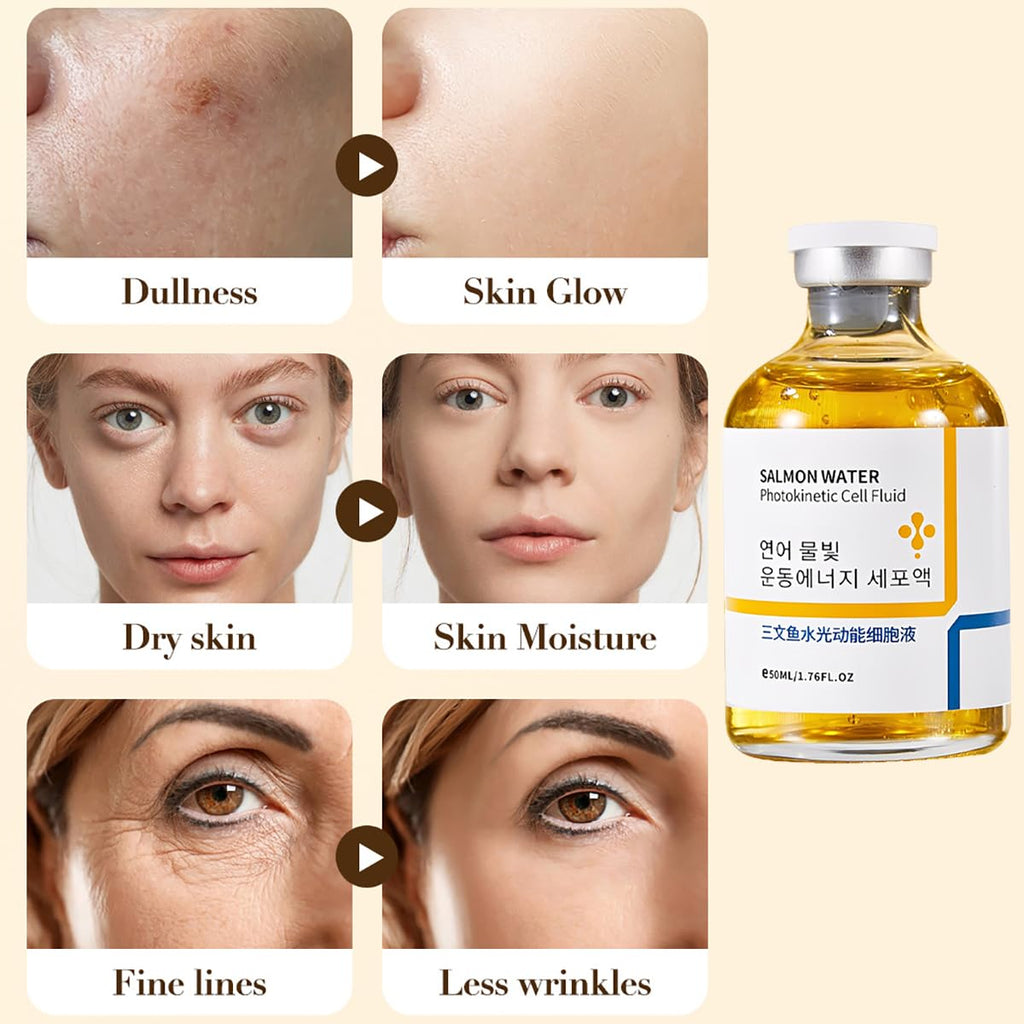 XIRUJNFD Salmon Anti-Wrinkle Serum & Water Light Essence – Hydration & Lifting (50ml x 2)