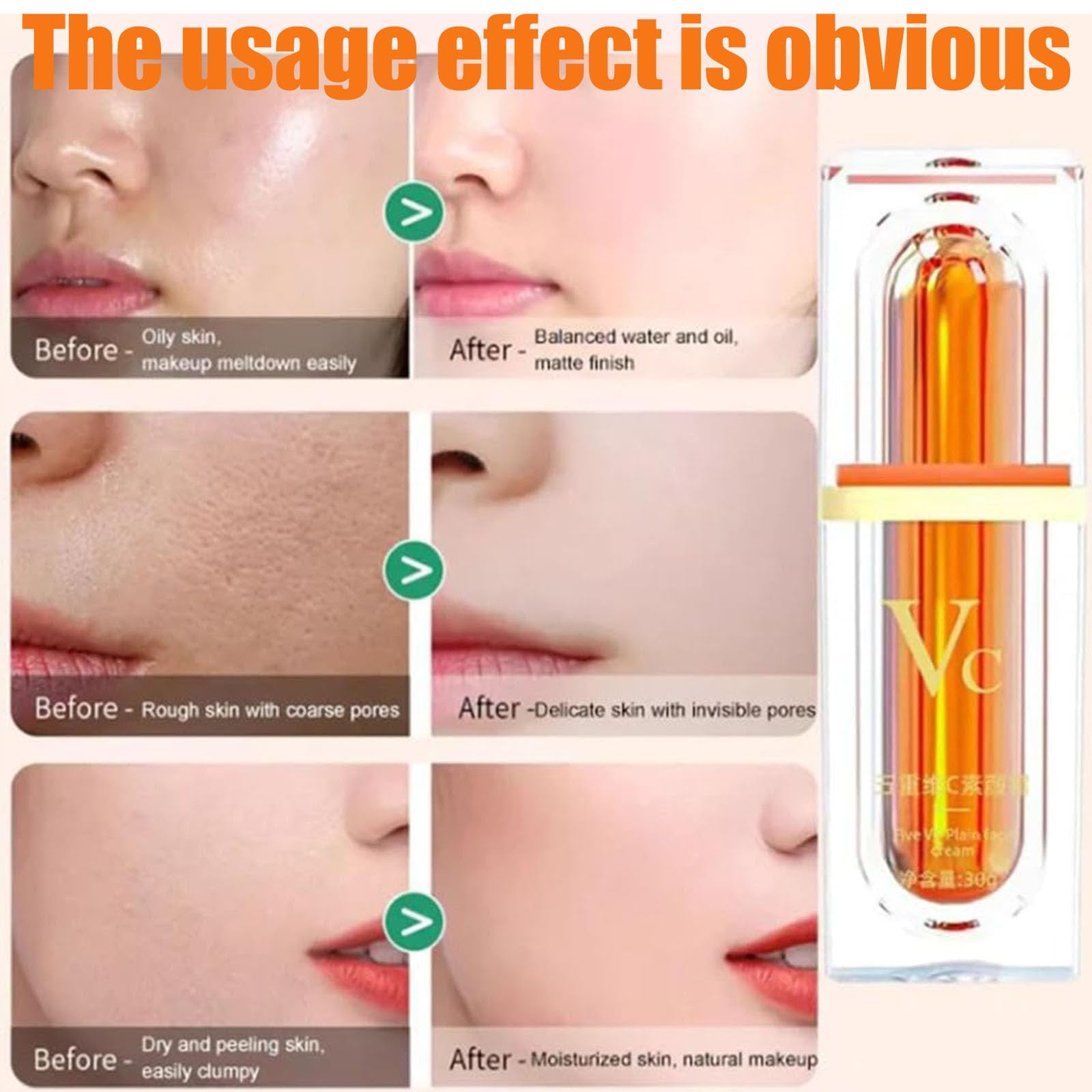 XIRUJNFD Vitamin C Tone-Up Cream – 4-In-1 Makeup Solution (Five Vitamin C)