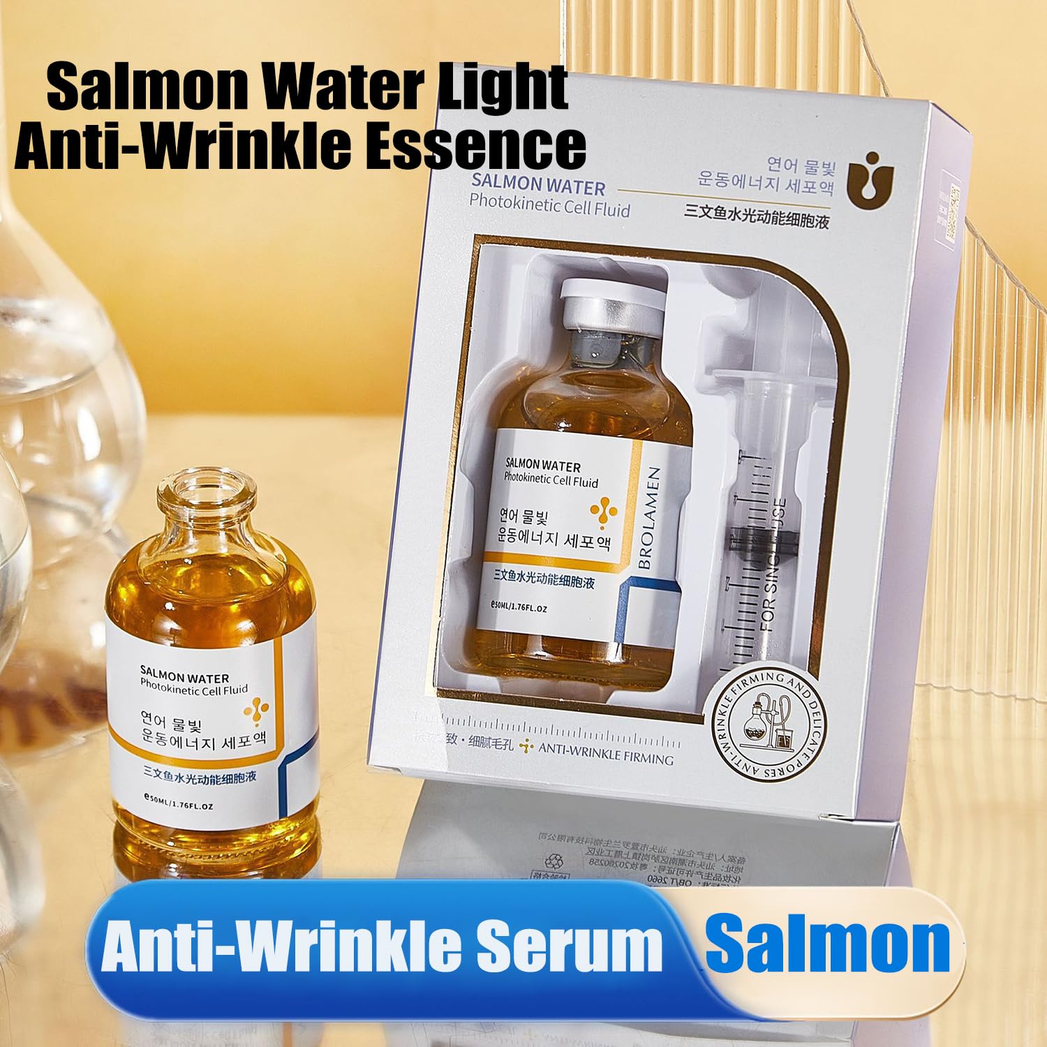 XIRUJNFD Salmon Anti-Wrinkle Serum & Water Light Essence – Hydration & Lifting (50ml x 2)