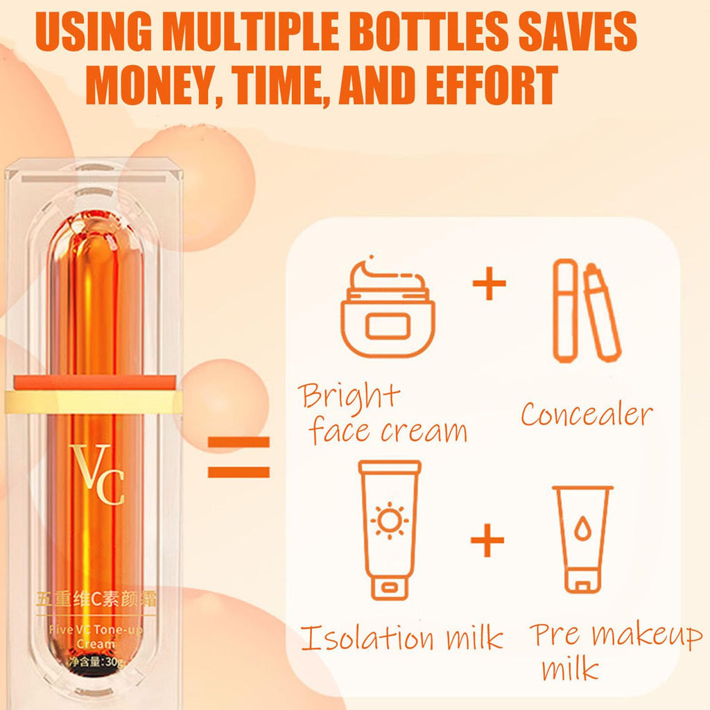 XIRUJNFD Vitamin C Tone-Up Cream – 4-In-1 Makeup Solution (Five Vitamin C)