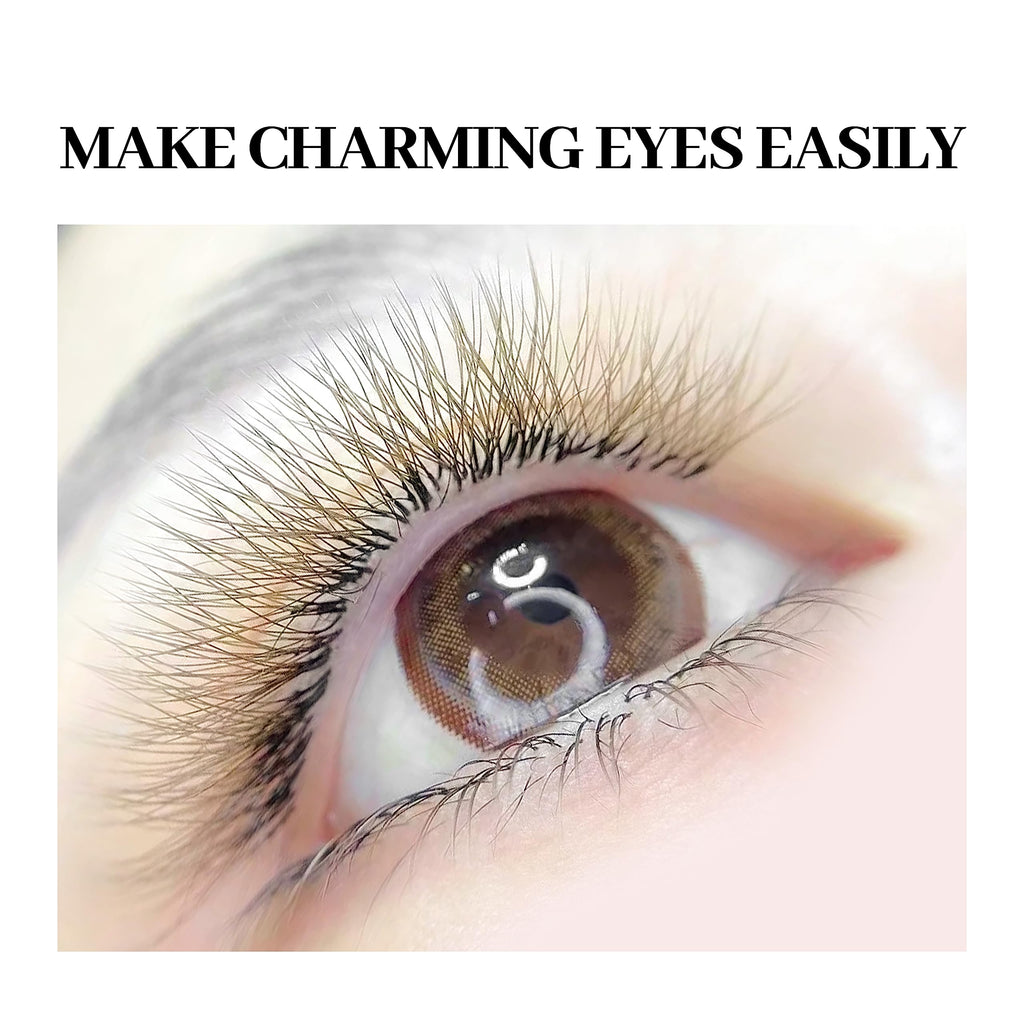 XIUSUZAKI Brown 3D W-Lash Extensions, 0.07mm | Premade Fans, C/D Curl, 12-Row Tray