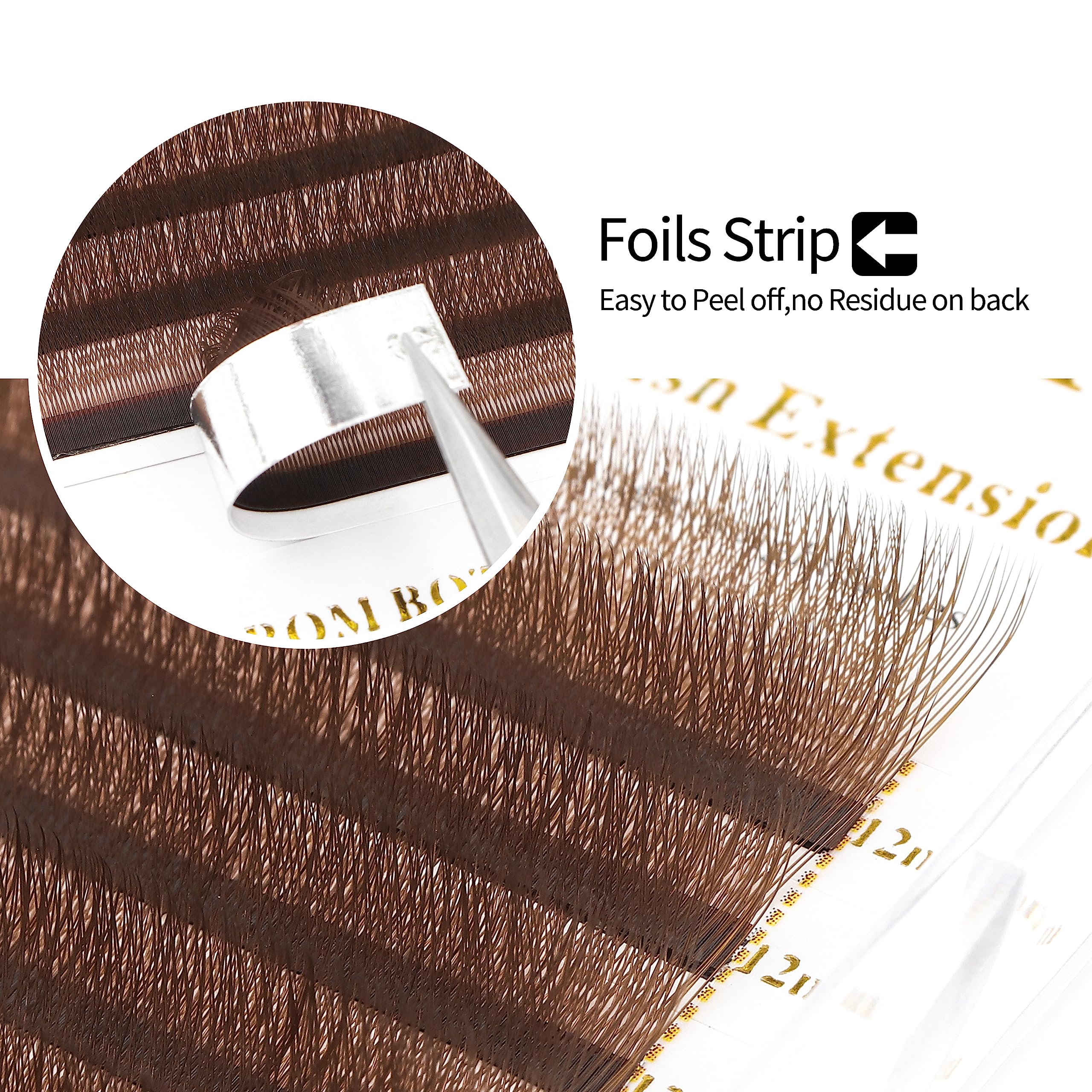 XIUSUZAKI Brown 3D W-Lash Extensions, 0.07mm | Premade Fans, C/D Curl, 12-Row Tray