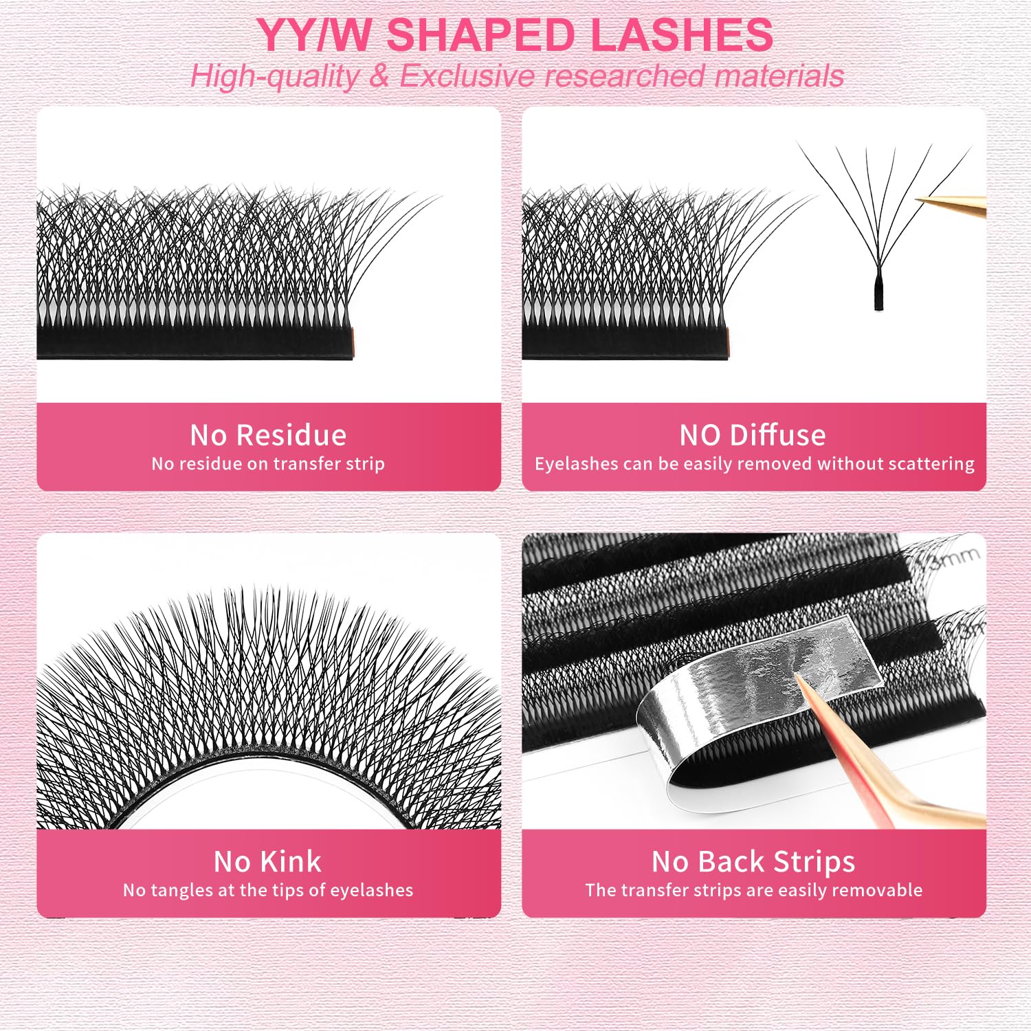 XIUSUZAKI Lash Extensions 6D W-6D 0.07mm Matte Black — Mixed 8-15mm Volume Lashes (Professional Use)