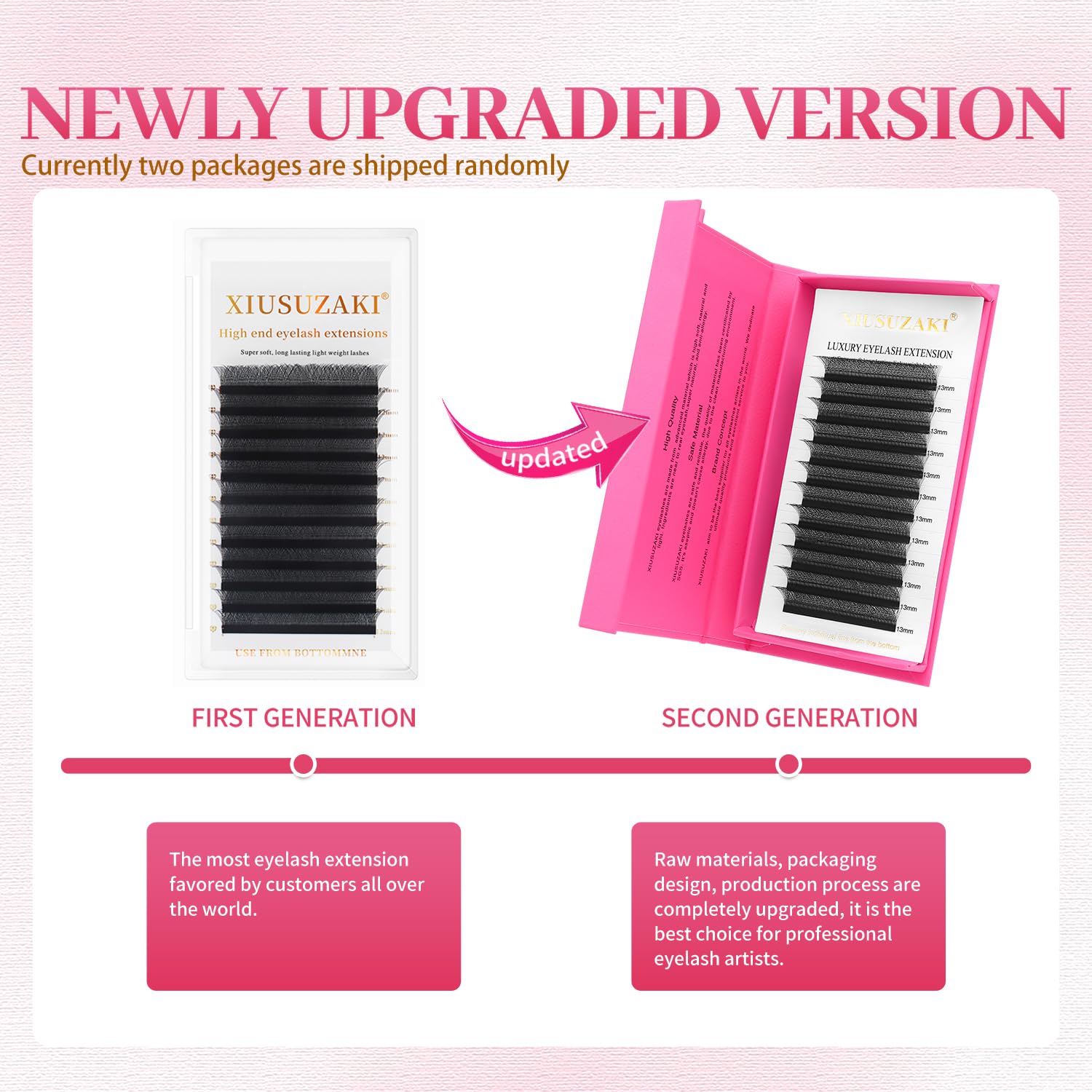 XIUSUZAKI Lash Extensions 6D W-6D 0.07mm Matte Black — Mixed 8-15mm Volume Lashes (Professional Use)