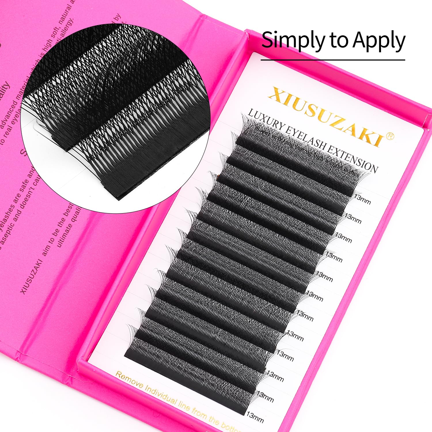 XIUSUZAKI Lash Extensions 6D W-6D 0.07mm Matte Black — Mixed 8-15mm Volume Lashes (Professional Use)