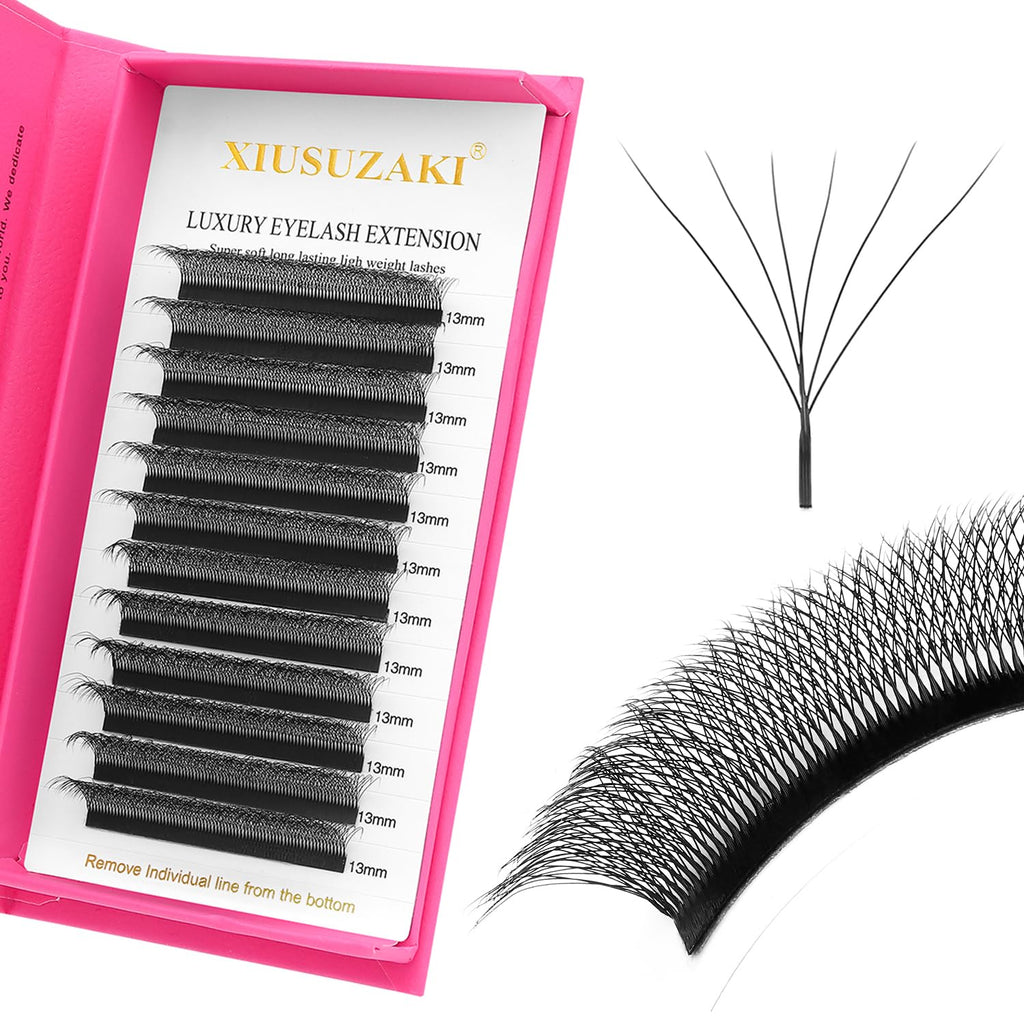 XIUSUZAKI Lash Extensions 6D W-6D 0.07mm Matte Black — Mixed 8-15mm Volume Lashes (Professional Use)