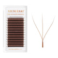 XIUSUZAKI W Lash Extensions – Brown 3D Premade Fans, 0.07mm, C/D Curl, 14mm