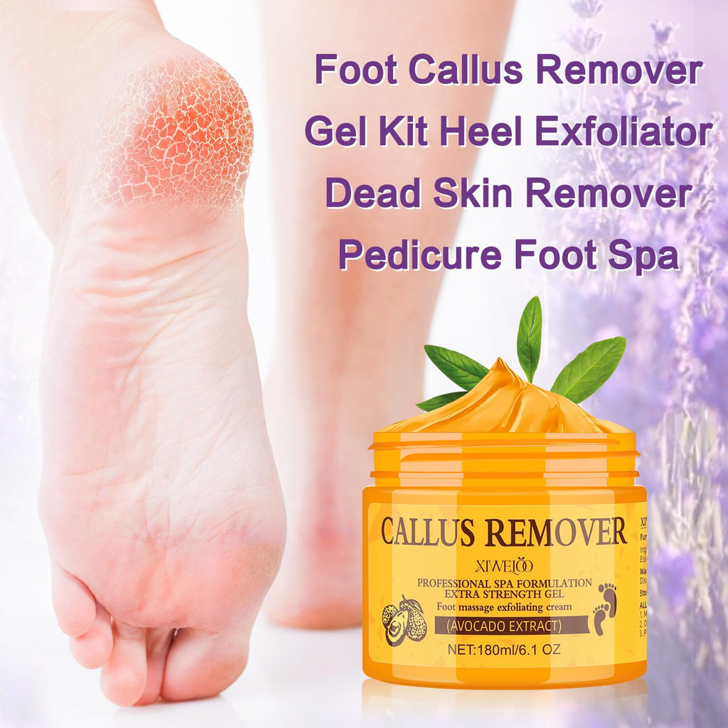 XIWEIOO Foot Spa Kit – Himalayan Salt Lavender & Rose, Exfoliating Cream & Brushes for At-Home Pedicure